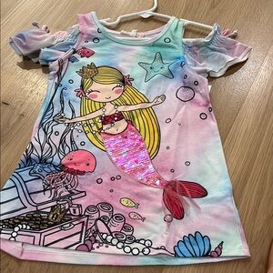 Girls Mermaid Graphic Dress with Sequins